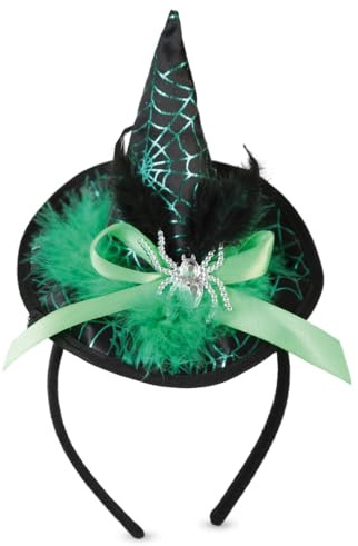 KarnevalsTeufel Mini-Hexenhut-Haarreif mit Spinnen-Design für Halloween Karneval und Mottopartys Einheitsgröße