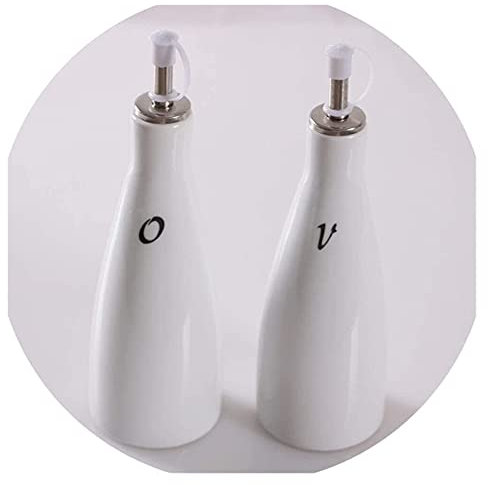 WDCDYQDH Huilier et vinaigre, Ensemble Traditionnel en Porcelaine de Bouteilles d'huile d'olive et de vinaigre avec verseurs en Acier Inoxydable, Bouteille distributrice, 240 ML x 2