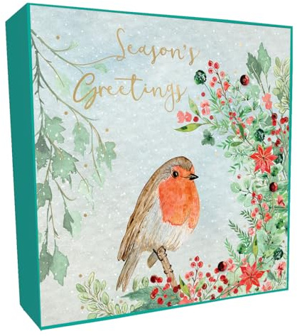 Box of 6 Sparkle Robin On Branch Embellished Christmas Cards Xmas Card Boxes XLSB097