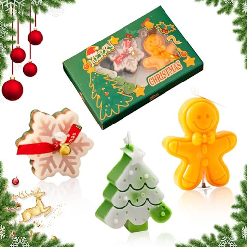 Candele di Natale fatte a mano, Candele profumate natalizie creative, Candele di Natale, Fiocco di neve di Natale, candele decorative dell'albero di Natale per le vacanze, decorazione della camera da