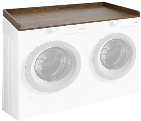 clicliet Encimera de lavadora y secadora, encimera de lavandería con rieles de borde, 27.5 pulgadas de profundidad x 54 pulgadas, fundas para lavadora y secadora para la parte superior, para