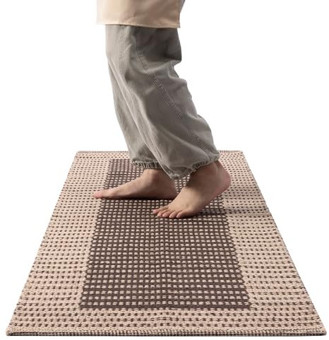 HOMELEVEL Küchenteppich waschbar rutschfest - Küchenläufer 60x180cm - Teppich Küche - Küche Teppich - Küchenmatte Teppichläufer - Läufer Küche Flur - Beige Braun
