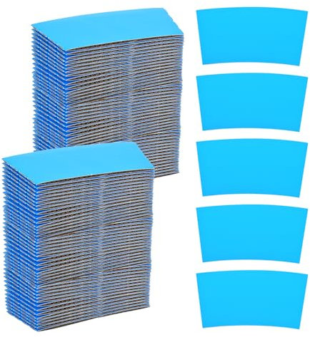 sourcing map 100pcs Disposable Coffee Cup Sleeves, Cardboard Cup Sleeves for Paper Cups Insulation Hand Protection, Hot Drink Holder for Home Office Use Blue