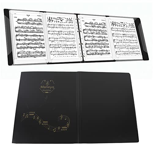 Notenmappe A4, 52 Seiten, Kunststoff, Chormappe Musik | Notenordner aus Kunststoff, für Chöre und Partituren, A4-Notenblätter, 52 Seiten, Papierablage für Akten