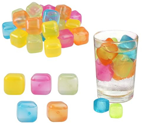 24 Pièce Glaçons Faux Glaçons, 2.5x2.5cm Cube Réfrigérant, Faux Glaçons Reutilisables, Glaçons Artificiels, Plastiques Glaçons Acrylique en Faux Multicolore Glaçons pour Refroidir les Boissons