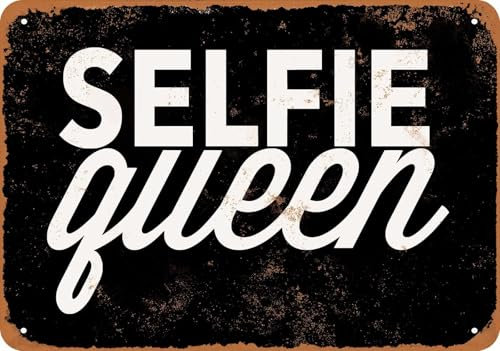 Blechschilder Selfie Queen (BLACK) - Vintage Look sprüchen wandkunst home deko