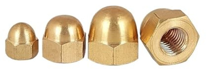 SellGood Handmutter 1~20 Stück Massive Messing-Hutmuttern M3 M4 M5 M6 M8 M10 M12 M14 M16 M18 M20, goldene Sechskant-Dekoration, Kuppelkopfabdeckung, halbrunde Hutmutter(M10-2pcs)