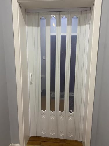 Porte Interne Pieghevoli a Soffietto con Vetro Acrilico, Porte scorrevoli intermedie divisorie in PVC, Porte a Soffietto Lunghe 198, 200, 202, 203, 210 e 220 cm (100x230 cm/39,4x90,6 Pollici