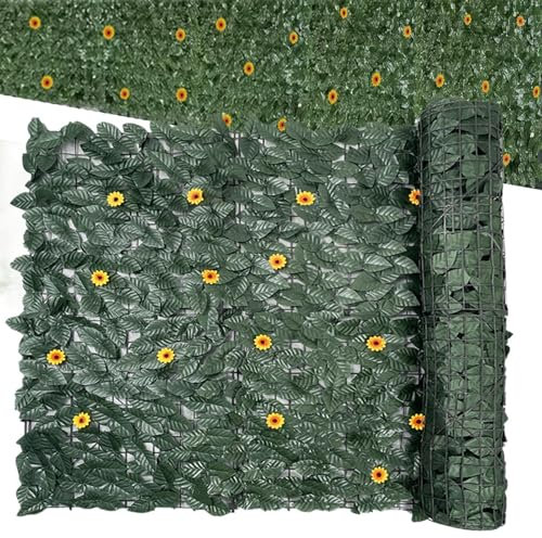 Brise-vue aspect lierre - Brise-vue - Brise-vue - Mur de plantes artificielles respirantes et inoxydables pour jardin, balcon, cour, extérieur, appartement