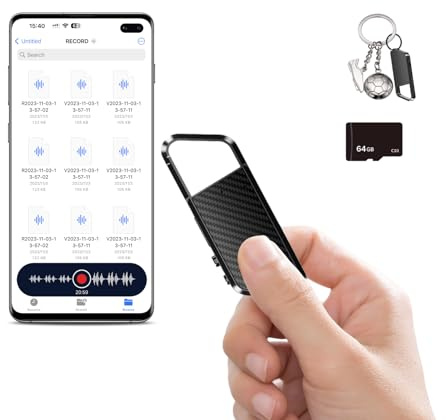 NekSide Diktiergerät mit Spracherkennung –Aufnahmegerät, Mobile Rekorder mit DSP5.0 OTG-fähig, Lange Zeit Aufnahmen Voice Recorder, diktiergerät mini für Meeting/Interview/Vorlesungen -64G