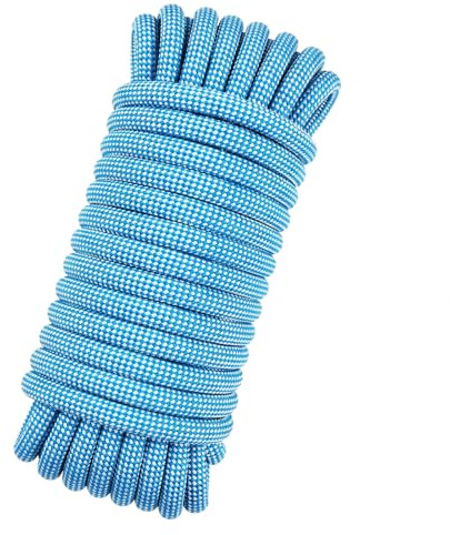HUtzpah Corde Statique 8mm 10m Escalade Haute résistance Forte Charge | Bleu, nylon anti-usure à forte charge. Sauvetage, bateau, randonnée, alpinisme, camping. Sac inclus.