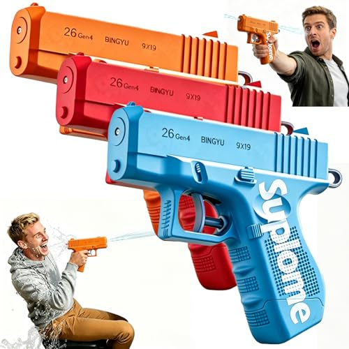 Prank Wasserpistole, 3er Wasserspritzpistole Kinder & Erwachsene, Reverse Wasserpistolen Große Reichweite, Prank Artikel Spielzeug Pistole für Sommer Party Pool Strand
