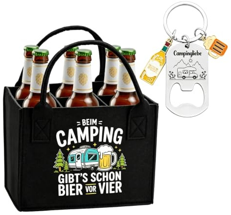 Lot de 2 porte-clés pour camping-car avec porte-bière en feutre et décapsuleur porte-clés, cadeaux de camping, gadgets de camping-car, gadgets de caravane, accessoires de caravane, gadgets de camping