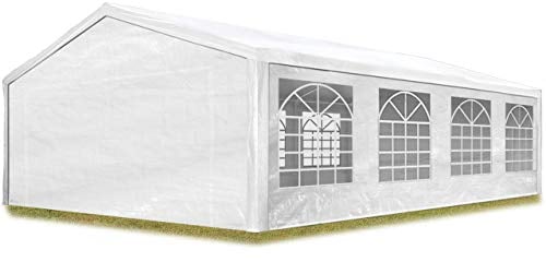 Tendone per feste gazebo 5x8 m bianco PE 350 N impermeabile protezione UV tenda giardino sagre eventi mercati esterno