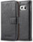 Cadorabo Hülle kompatibel mit Samsung Galaxy S6 aus Premium Kunst Leder Flip Klappbare Stoßfeste Magnetische [Standfunktion] [Kartenfächern] Cover Hülle für Galaxy S6 Tasche in Schwarz