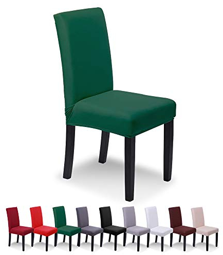 SaintderG® Housse de Chaise 6 pièces, Housse de Salle à Manger Universel, Lycra étirable, très Facile à Nettoyer et Durable, Bouquet, Hôtel, Décor de Restaurant (forêt Noire, 6 pièces).