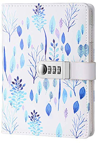 Ai-life Creative PU Leder Password Notebook, A5 Größe Draht Bindung, Geheimnis ausgekleidet Password Tagebuch Sketch mit Zahlenschloss Stifthalter und Kartensteckplätze, 150x215mm