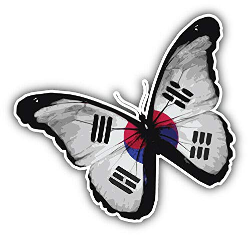 10cm! Klebe-Folie Wetterfest Made-IN-Germany South Korea Grunge Flag Flagge Fahne Wappen Butterfly Schmetterling G1007 UV&Waschanlagenfest Auto-Aufkleber Sticker Decal