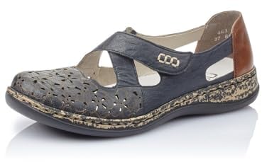 Rieker Femme Chaussures Basses 463H4, Dame Chaussures Basses avec Velcro,Velcro,Chaussure de Ville,Sneaker,Bleu (Blau / 14),39 EU / 6 UK