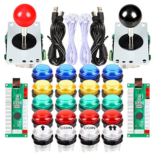 Avisiri Arcade Botones 2 Jugadores LED Arcade Joystick Kit para Arcade PC Game Controllers Mame Raspberry Pi Retro Controller Mixed Colors Kit