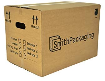SmithPackaging 10 Large Strong Cardboard Packing Moving House Boxes 51cm x 29cm x 29cm with Carry Handles and Room List