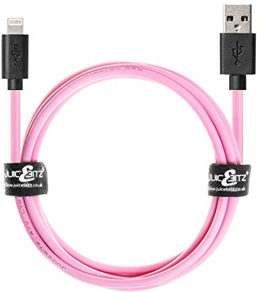 JuicEBitz 2m/6ft USB Charger Cable Data Sync Wire compatible with iPhone 13 Pro Max 12 11 SE (2020) XR XS X 8 7 Plus 6S, iPad Pro, Air 2, Mini + iPod (Pink)