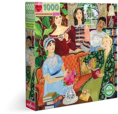 eeBoo Austen, 1000 Teile, Jane Austeen's Book Club – Erwachsenen-Puzzle aus recyceltem Karton mit berühmten Schriftstellern – PZTJAB