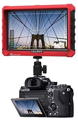 LILLIPUT A7S 7 Inch Camera Field Monitor 4K 1920x1200 IPS Screen HDMI Input Output Video for DSLR Mirrorless Camera A7 A7R A7S III A6500 GH5 GH5s 5D 70D D810 Ronin S (Red with Battery)