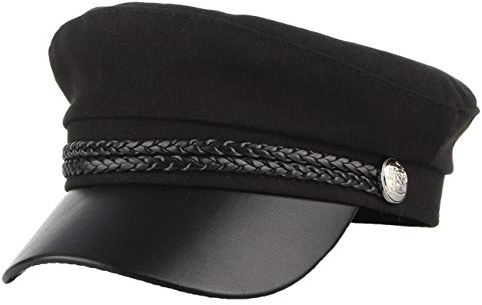DEMU Damen Kapitänsmütze Schirmmütze Kapitän Hut Klassisch Visor mit Kordel Kappe Schwarz