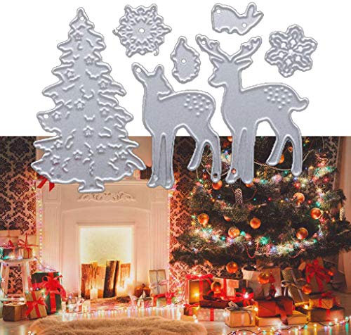 ECMQS Christmas Tree Deer Stanzmaschine Stanzschablone, Scrapbooking Prägeschablonen Stanzformen Schablonen Für Scrapbooking, Fotopapier, Karten, Handwerk Prägen DIY Herstellung Geburtstag Geschenk