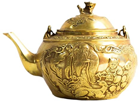 LAOJUNLU Pure Brass Pure Copper Boy Birthday Celebration Jug Ornament Birthday Star Wine Jug Teekanne Geschenk Chinesischer Traditioneller Stil Antiquitäten Schöne Kunst Geschenke