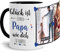 Tassendruck Keramik ,Fototasse mit Spruch für Papa - Glück ist, jemanden wie Dich zu haben - zum Selbst gestalten mit 2 Fotos, Innen & Henkel Schwarz, 300 ml