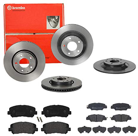 Brembo Bremsscheiben Coated + Bremsbeläge Vorne und Hinten für für Mazda 110-5 KF