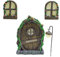 Miniature Fairy Tree Door with Two Glow Windows, Waterproof Door and Windows Tree Statues Mystical Garden Glow Sculptures for Yard Lawn Art Decoration