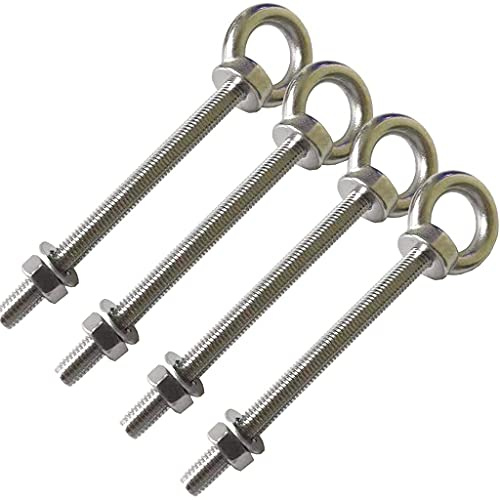 AIVOOF Hängematten-Aufhängeset, 4 Stück, 13,5 cm, Hängemattenhaken, Edelstahl, robuste Schraube, Ösenschrauben mit Unterlegscheibe und Muttern für Yoga, Hängematte, Schaukelstuhl, Innen- und