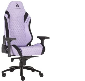 Newskill Neith Zephyr Ergonomischer Gaming-Stuhl aus Stoff mit 4D-Armlehnen, 180 Grad verstellbare Rückenlehne, inklusive Lendenkissen und Nackenkissen, erhältlich in 8 Farben, Schwarz / Violett