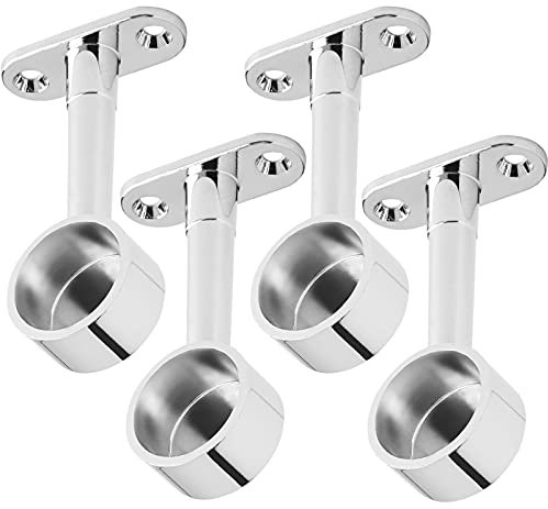 2 Paar (4 Stück) Schrankstangenhalter für 2 runde Schrankrohre Ø 25 mm Chrom poliert höhenverstellbar 64-93 mm Kleiderstangenhalter Kleiderstangenträger Schrankstangenträger von SOTECH