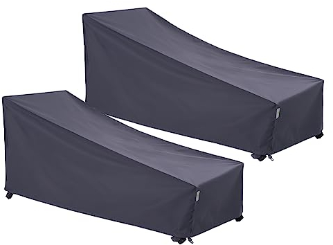 F&J Outdoors Sonnenliege Abdeckung Wasserdicht Schutzhüllen für Gartenliegen Strand Pool Liegestuhlschoner Hotel Sonnenliege plane gartenmöbel wasserdicht schutzhülle 2 Stück, 218x76x35.5/76cm, Grau