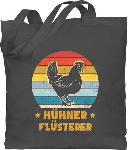 Shirtracer Baumwolltasche - Sprüche Statement mit Spruch - Hühner Flüsterer Vintage - Unisize - Dunkelgrau - beutel+mit+sprüchen+lustig sprueche huhn beutel jutetasche sprüchen stoffbeutel lustiger