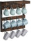unho Porte Tasse en Bois Mural: Support Tasse à Café Suspendu avec Étagère Porte Tasses à Café à 12 Crochets Support de Rangement Rustique pour Décoration de Ferme - 44x23x10cm