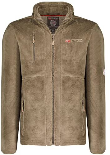 Geographical Norway Upload Men - Pile caldo con zip da uomo - Giacca di felpa invernale morbida e calda da uomo - Morbida fodera a maniche lunghe per il sudore (Taupe 3XL)