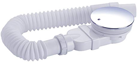 IMPTS Ablaufgarnitur dusche 90mm, extra flach Abfluss Ablaufloch set für Duschwanne, Siphon mit Geruchsstop, Haarsieb, Flexschlauch, Chrom Abdeckung