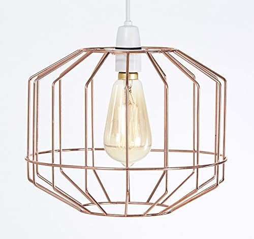 Lampenschirm im Retro-Design, Metalldraht, Käfig-Lampenschirm, Hängeleuchte, industrieller Vintage-Stil, einfache Montage, Kupfer