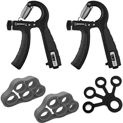 YSDYY 5 Pack Grip Strengthener, Smart Counting Grip Strengthener mit Edelstahlfeder, Einstellbarer Widerstand, Fingertrainer, Fünf Finger Sektor Griff für Sportler, Musiker