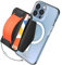 Sinjimoru Rutschfester Magnetischer Handy Kartenhalter mit Fingergriff, Kreditkartenetui kompatibel mit MagSafe Wallet Magnetic Card Holder Wallet für iPhone 16 15 14 13 12 Reihe. M-BGrip Clementine