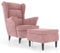 vidaXL Ohrensessel mit Hocker Armlehnen Fernsehsessel Polstersessel Loungesessel Wohnzimmersessel TV Sessel Ruhesessel Relaxsessel Rosa Samt