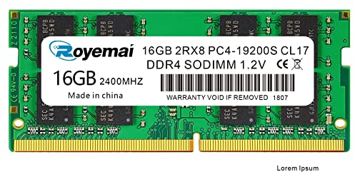 DUOMEIQI Arbeitsspeicher, 16GB, DDR4, PC4-19200S, 2400 MHz, 260 PIN SODIMM, 1,2 V, CL17, 2Rx8, Laptop RAM, Speichermodul