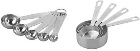Tala Stainless Steel Measuing Cups and Spoon Sets, Contains 5 Measuring Spoons and 4 Measuring Cups Ideal for Measuring Liquids and Dry Goods Like Herbs, Spices, Flour, Sugars and Pulse Foods