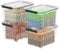 Cetomo 55L*4 Storage Boxes with Wheels, Plastic Storage Bins with Lids, Latching Buckles, Click Closure, Stackable, Nestable, Organizer for Home Office Clothes, Clear, 55L-4 Pack