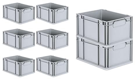 PROREGAL SuperSparSet 8x Eurobox NextGen Economy mit Auflagedeckel und 4x Schiebeschnappverschlüsse Gelb, Griffe geschlossen, HxBxT 22x30x40cm, 20L, Eurobehälter, Transportbox, Transportbehälter